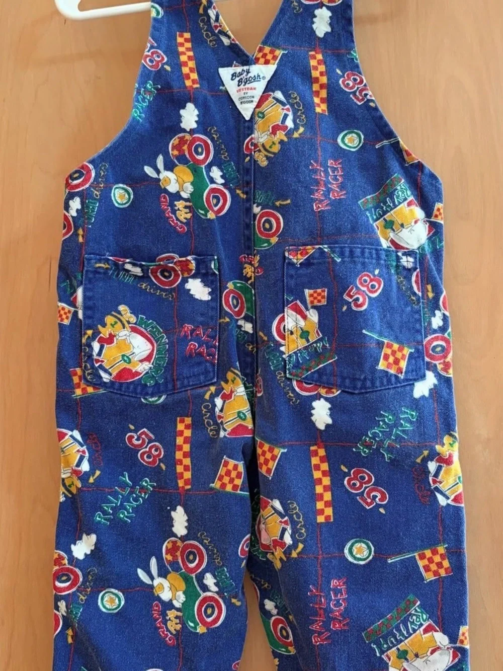 Vintage OshKosh B'gosh Racing Rabbits Print Overalls